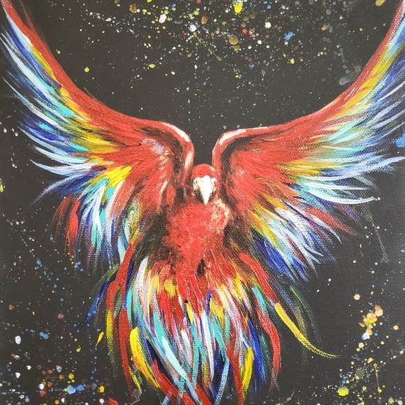 Macaw Parrot • Original Acrylic Painting on Canvas - Picture 2 of 7